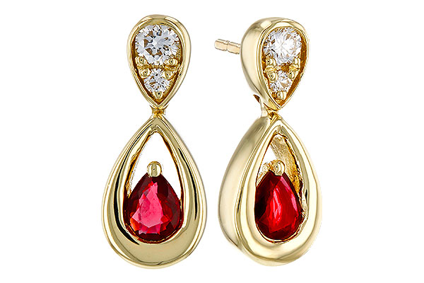 L320-76313: EARRINGS .40 RUBY .52 TGW (4x3 RUBY)